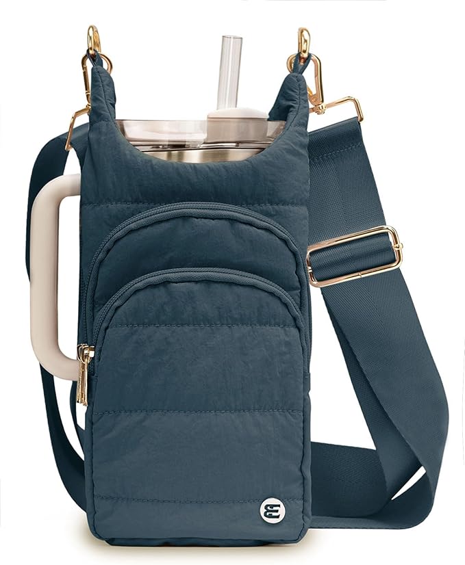 Water Bottle Holder with Strap for 30/32 oz, Crossbody Water Bottle Carrier Bag with RFID Blocking Phone Pocket
