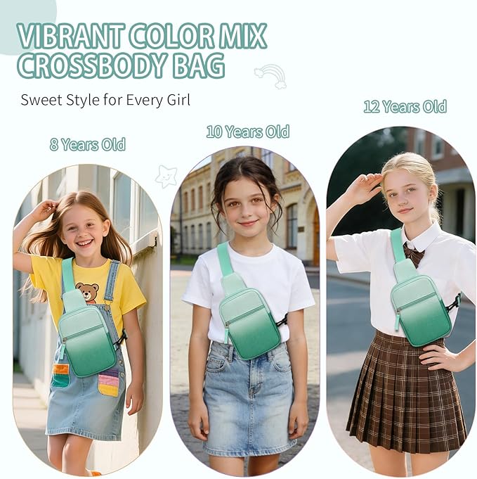 Birthday Gifts for 8 9 10 11 12 Year Old Teens Girls Kids, Fanny Pack Crossbody Bag Sling Belt Bags Purse, Dorm Travel Essentials for Girls Fashion, Preppy Tween Teen Girl Gift Trendy Stuff