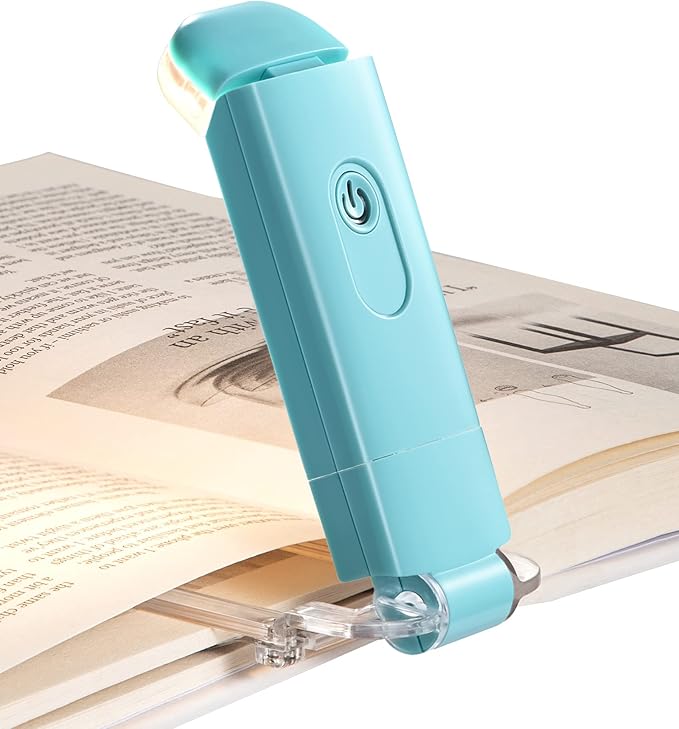 DEWENWILS Book Reading Light with Clip, USB rechargeble Booklight for Reading in Bed, Clip on Book Lamp, Brightness Adjustable, Sleep Aid Light, Warm White (Blue)