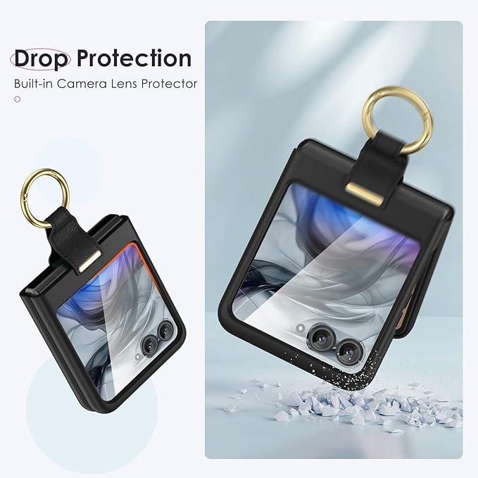 Maxdara for Motorola Razr 2026/2025/2024 Case [Not Fit Ultra or Plus], Built-in Screen Protector and Ring Holder, Hard PC Shockproof Phone Case for Moto Razr 2026/2025/2024 (Black)