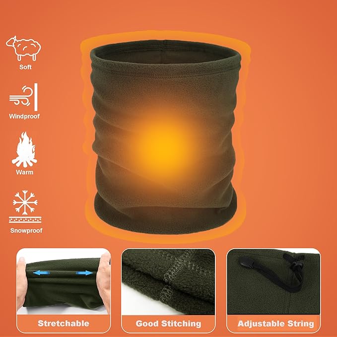12 Pieces Fleece Neck Warmer For Men Women Winter Neck Gaiter Windproof Face Covering
