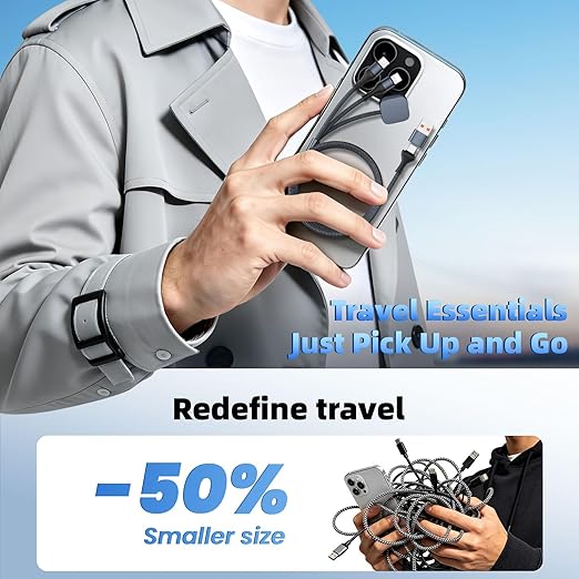Travel Cruise Essentials 3 in 2 Multi Charging Cable Cord for iWatch Charger/IP/USB C, Braided USB A/C Cable iPhone Charger for Multiple Devices,Car Accessories for iWatch Series/iPhone 17-11/iPad-4FT