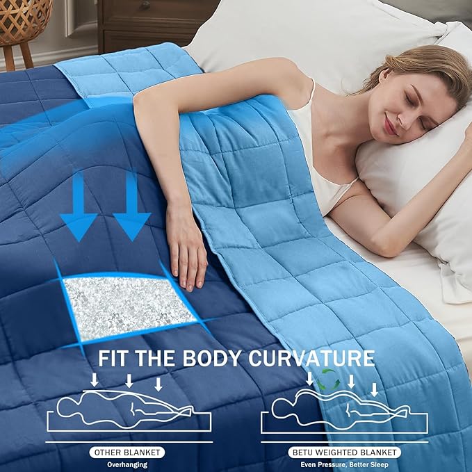 Blue Weighted Blanket for Adults 20lbs, 80"x87", King Size Cooling Heavy Throw Blanket for 180-220lbs, Microfiber Soft Thick Big Blankets Weighted Comforter Gifts for Sleeping