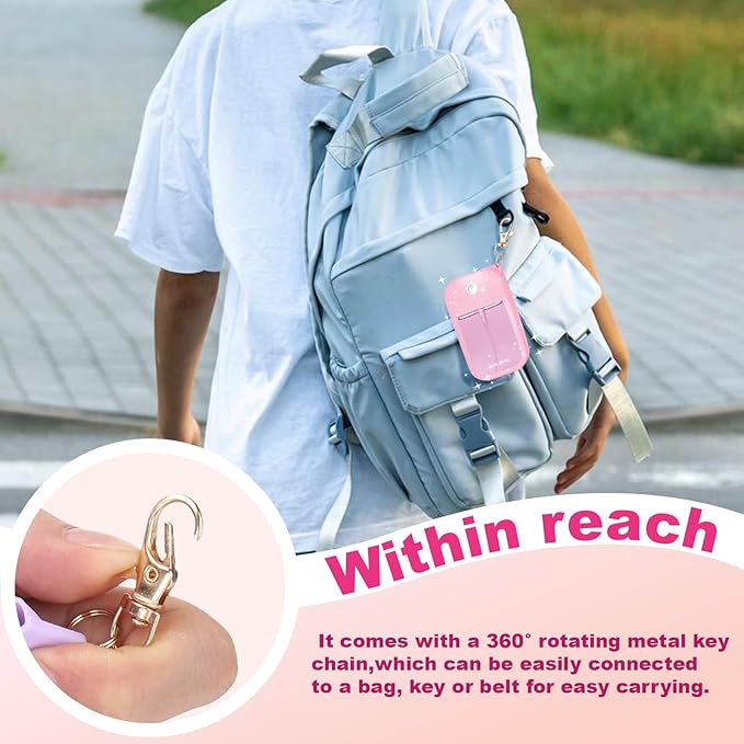 Palksky Hand Sanitizer Spray Glitter Case for Touchland,Silicone Case with Keychain for Power Mist and Glow Mist 1 fl oz(Glitter Sequin Pink, White & Blush Beige),Travel Size
