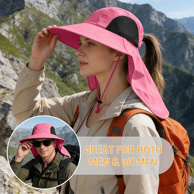 Sun Hat for Men Women with Neck Flap,UPF 50+ UV Protective Hiking Fishing Hats,Wide Brim Sun Hat for Women&Men