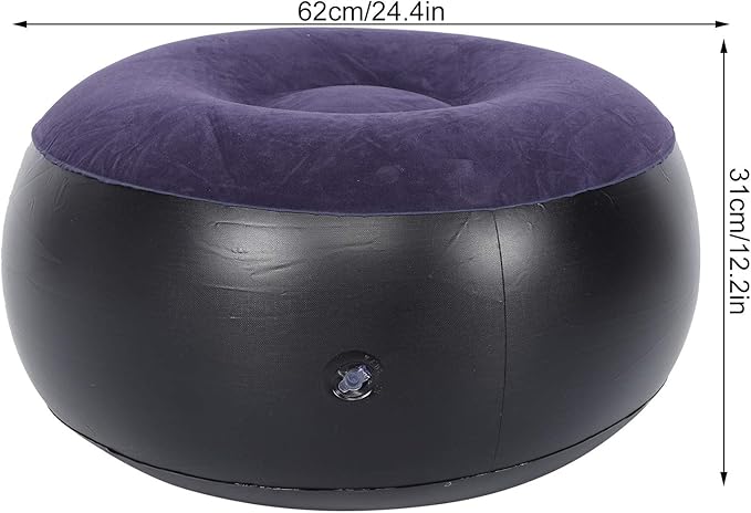 Foldable Inflatable Stool, Portable Round Air Chair Outdoor Camping Chair Footrest Cushion, with Durable Reinforced Bottom, for Home Office Yoga Dorm Outdoor, Kids Adults, Camping, Airplane default