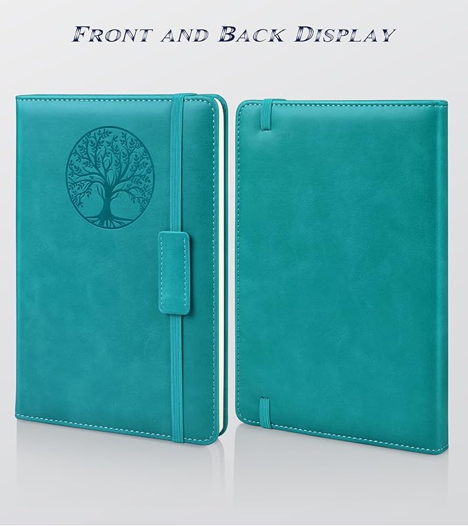 Biuwory Blank Journal Notebook for Women Men, Hardcover Leather Sketchbook 5.7"×8.3", 140 Pages Unlined Sketch book for Drawing, Writing, Travel, School & Work, Journaling Notebooks (Blue)
