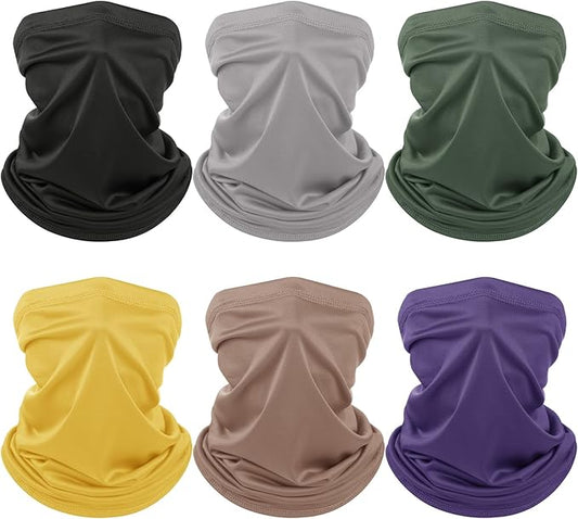 Geyoga 6 Pieces Summer UV Protection Cooling Neck Gaiter Face Clothing Neck Gaiter Mask Scarf Sunscreen Breathable Bandana