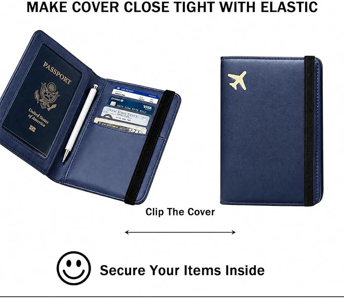 ZOPPEN Passport Holder Wallet, Passport Cover Travel Wallet Women Travel Essentials Accessories Document Organizer Travel Must Haves Rfid Blocking Cover Case for Women and Men, Blue