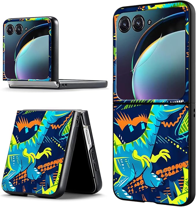 for Motorola Razr Plus 2025 Case,for Razor Plus 2025 Phone Case Cute Slim Hard PC Ultra-Thin Anti-Scratches Shockproof Protective Cover,Blue Cartoon Dinosaur