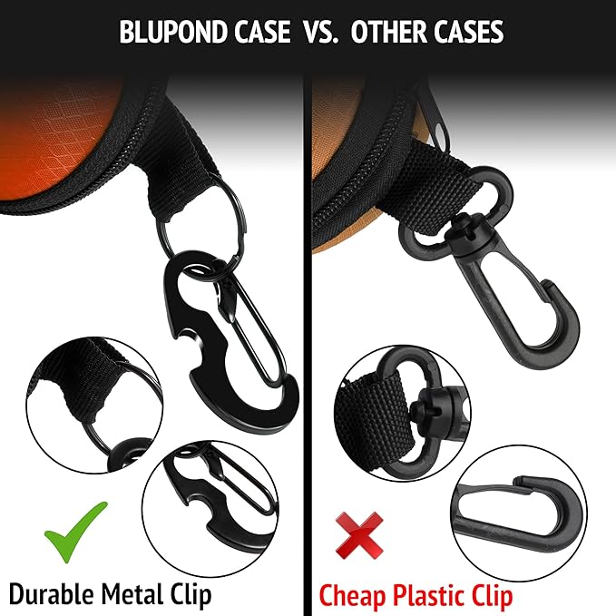 BLUPOND Sunglasses Case Semi Hard EVA Shell with Metal Hanging Hook Belt Clip Sun Glasses Storage