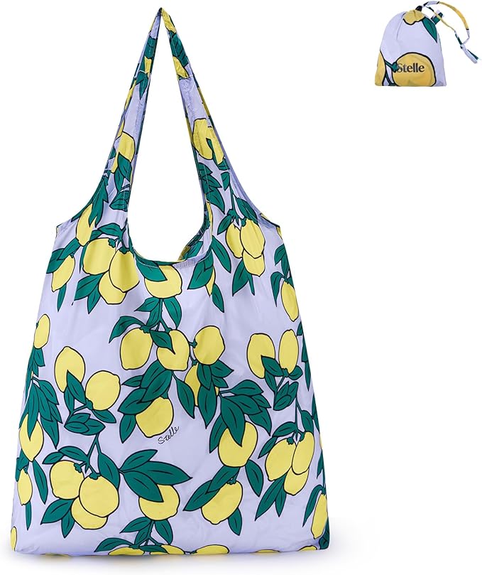 Stelle Lightweight Reusable Grocery Bag with Handles Ripstop Nylon Foldable Tote Shopping Bags for Travel and Groceries