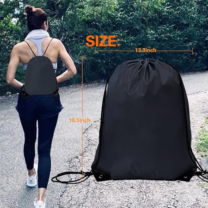 CODOBON 40 Pcs Drawstring Backpack Bulk Draw String Bags Cinch Polyester Bag for Gym Sport, Black