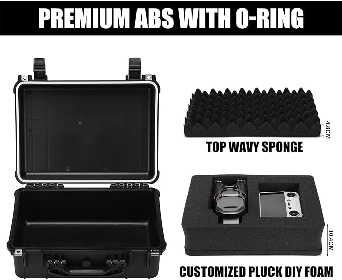 Mayouko 16" Waterproof Plastic Toolbox with Foam Insert, 16" x 13.2" x 7", IP67 Lockable Storage Box, Customizable Foam, Shockproof Hard Case Weatherproof Container, Protective Hard Camera Case