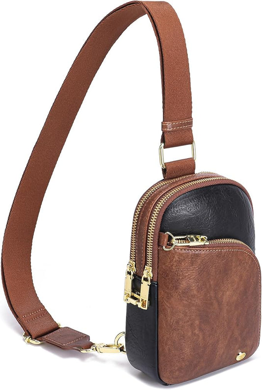 INICAT RFID Blocking Sling Bag, Anti Theft Crossbody Bag for Women Compact Travel Purses Leather