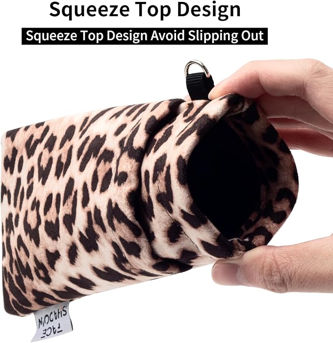 Face Shadow Double Glasses Case Soft Eyeglass Case For Women Men Squeeze Top Sunglasses Case With Cleaning Cloth