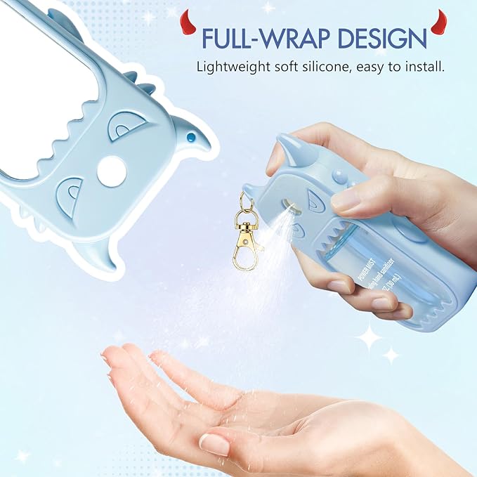 JAMIEWIN Spray Hand Sanitizer Silicone Case Compatible with Touchland Hand Sanitizer 1 FL OZ Holder Accessory with Keychain