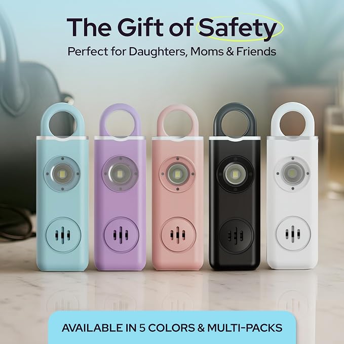Personal Safety Alarm for Women – 130dB Loud Panic Siren Keychain - Rape Whistle Alternative – LED Light, Carabiner Clip, Low Battery Alert, USB-C Charging Self Defense Alarm by Weten (Blue)