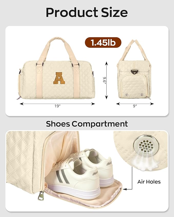 Elilier Kids Travel Duffel Bag, Personalized Weekender Bag with Shoes Compartment, Mothers Day Gifts, Girls Gifts for Kids Friends
