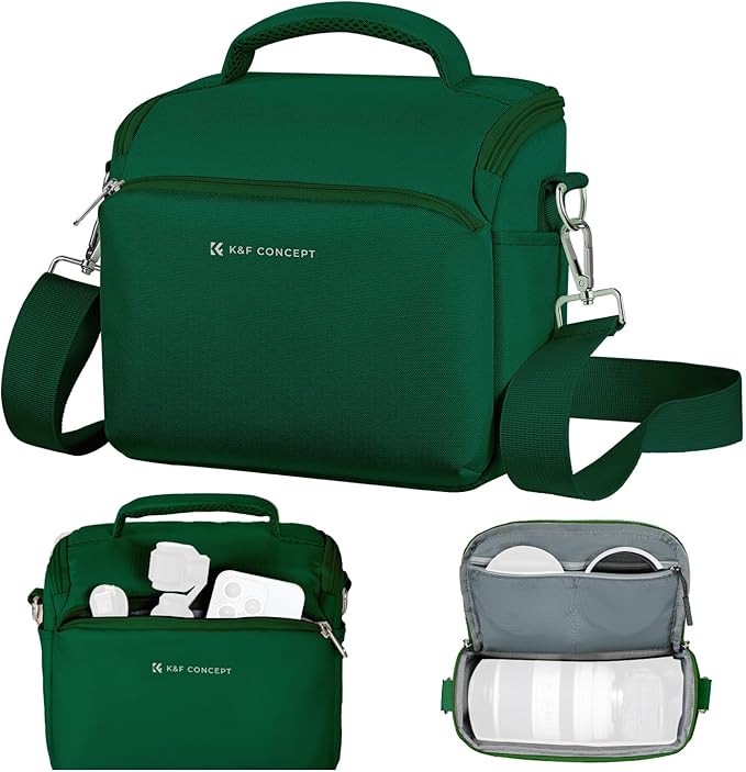 K&F CONCEPT Camera Sling Bag Small Crossbody Camera Case DSLR/SLR/Cute Compact Shoulder Photography Bags for Photographers-Green