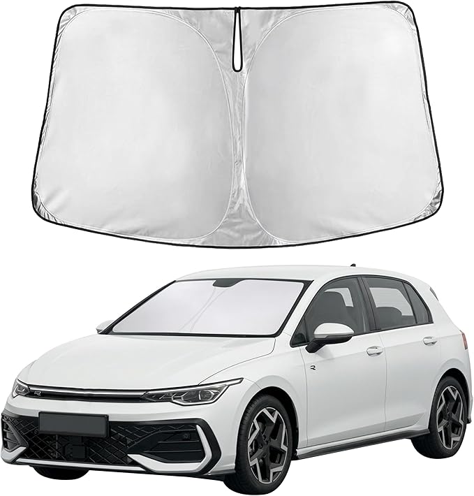 Autovir Windshield Sun Shade Fit for 2022-2024 2025 2026 Volkswagen Golf Mk8 Sunshade, Front Car Window Shades Sun Visor, Blocks UV Rays & Heat, Car Accessories