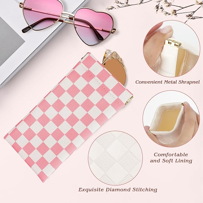 eyeglasses bag Soft Glasses bag, Portable Squeeze Top Sunglasses Case Travel for Women Girls