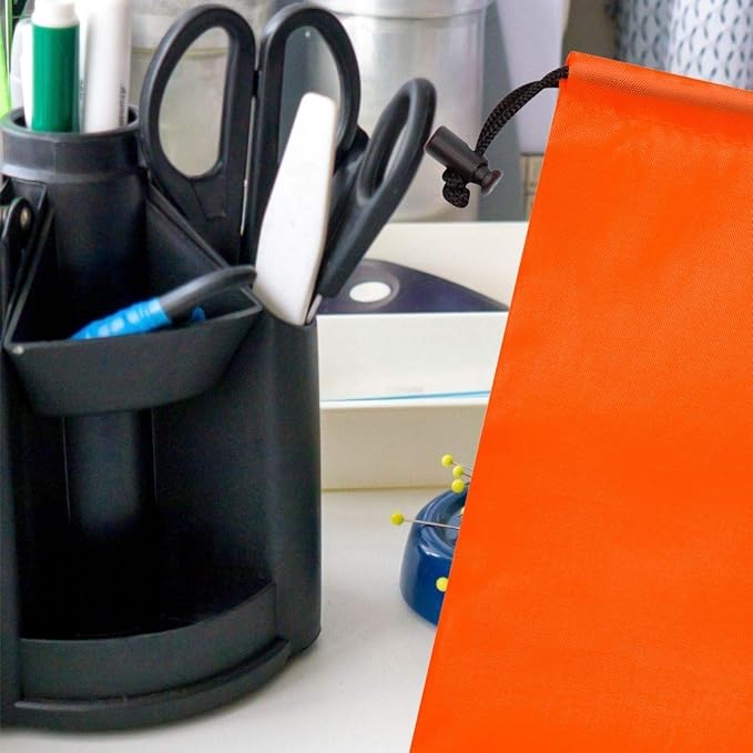 PALTERWEAR Nylon Drawstring Bags with Toggle (6 x 8 Inch, 12 Pack, Orange) Cinch and Ditty Pouch for Travel, Gym and Storage
