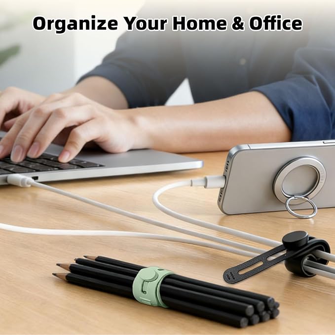 28Pcs Silicone Cable Ties Reusable, Multipurpose Cable Management Organizer, Adjustable Fastening Cable Straps with Locking Buckles, High Elasticity Cord Organizer, Travel Essentials (5.2in, 7Colors)