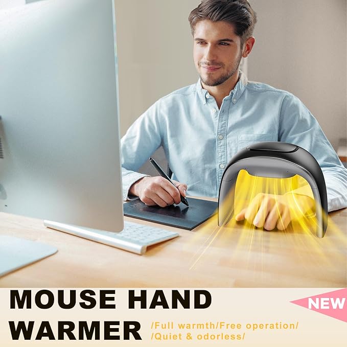 Desk Mouse Pad Hand Warmer Super Quiet, 110v 100w Heated Mouse Pad Hand Warmer, Personal Desk Heater Energy Efficient Ceramic Office with Thermostat Low Wattage - Black