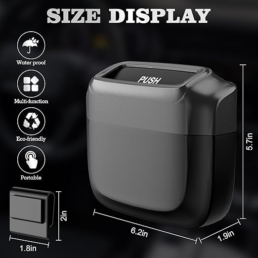 Car Trash Can with Lid，Built-in Storage Garbage Bag，Leakproof Vehicle Trash，Car Accessories for Interior,Mini Garbage Bin for Automotive, Home, Office, Kitchen, Bedroom，with 30pcs Trash Bags