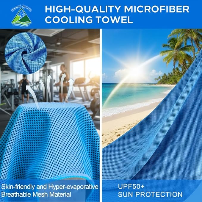 Cooling Towel 4 Pack, 40"x12" Ice Towel for Instant Relief, Microfiber Chilly Towel for Sports, Gym, Running, Yoga, Golf, Camping, Fitness (Mix 2)