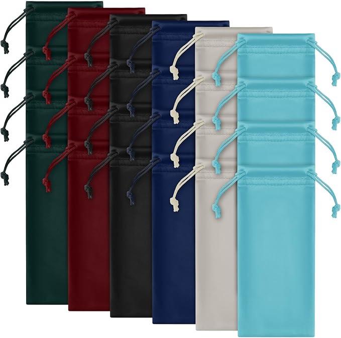 Shinylin 24 Pcs Sunglass Pouch Drawstring Microfiber Pouch Multicolor Soft Sunglasses Case Sunglasses Bag Eyeglass(Neutral Colors,Vintage)