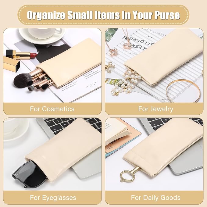 Sightor Sunglass Case, 2 Pcs Soft Eyeglass Cases for Women Portable Squeeze Top Leather Glasses Pouch