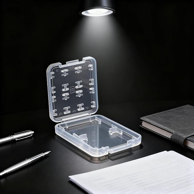 2 Pack SD Card Storage Case – 8-in-1 Hard Plastic Holder for Micro SD/SDHC/TF/MS Cards – Compact, Reusable Memory Card Organizer (Cards Not Included)