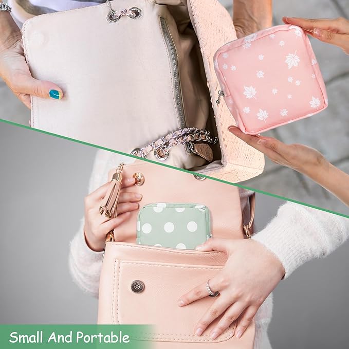 ElevateTech Sanitary Napkin Storage Bags, 4 Pcs Pad Bag for Period Tampon Bags Portable Menstrual Pad Pouch Feminine Pouch First Period Bag Gifts for Women