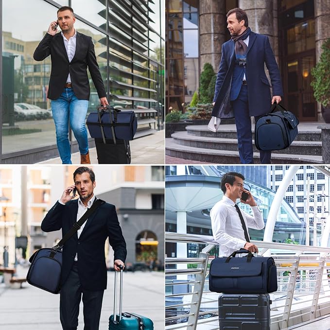 Convertible Garment Bags for Travel, Large Suit Bag Garment Duffle Bag with Shoulder Strap & Shoes Compartment, Carry On Garment Bag for Men Women-2 in 1 Hanging Suit Bags for Travel, Blue