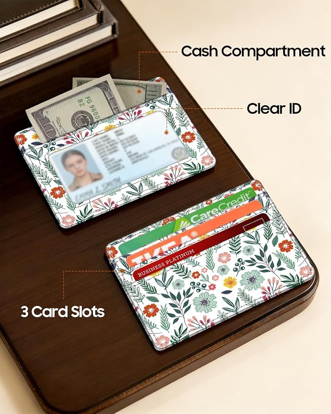 FINTIE Slim Minimalist Front Pocket Wallet, RFID Blocking Credit Card Holder Card Cases with ID Window for Men Women, spring