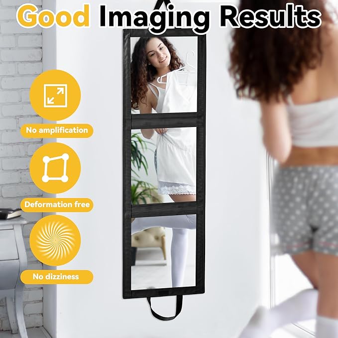 ROYALAY Foldable Full Length Mirror with Handle - 47 * 14in Portable Travel & Backstage Mirror (Black)