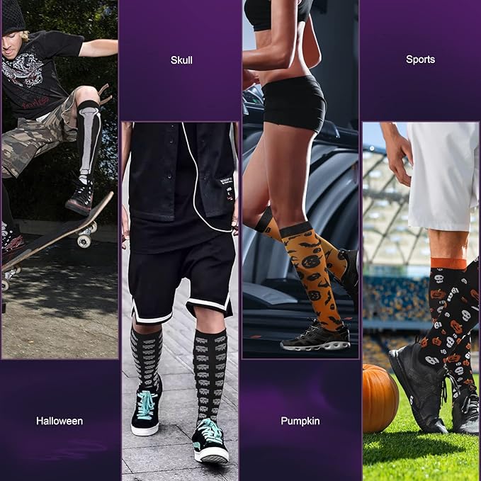 bropite Flora Compression Socks for Women & Men-Knee high 6 Pairs 20-30mmhg Support Running Nurse Travel