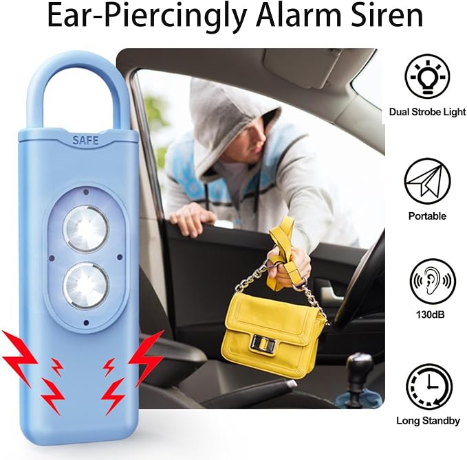 Halo-Siren Alarm, HaloSiren Personal Safety Alarm - Travel Safe Alarm with 130db Loud and LED Strobe Light, Safety Keychain Compatible with Bags, Keys, Backpacks (Purple)