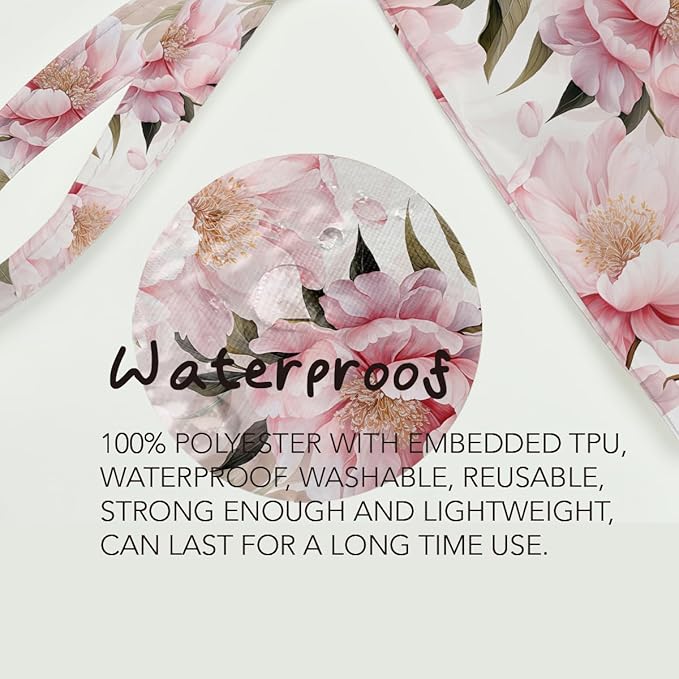 Fokongna Floral Print Wet Bag, Small Portable Waterproof Multi-Functional Organizer for Women, Ideal for Daily, Beach & Travel, Blush Pink Peony Romance