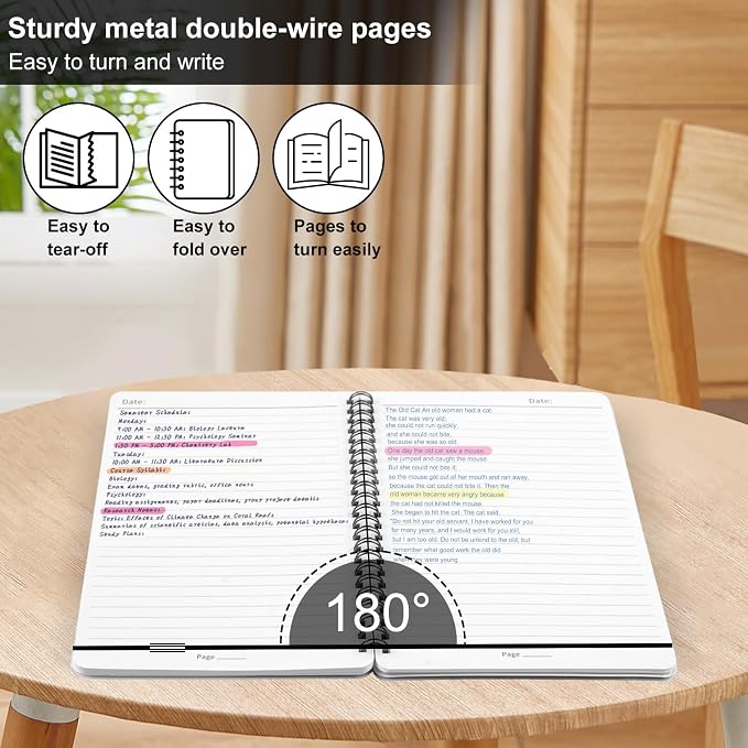 Utron Spiral Notebook For Women & Men, 2PCS Spiral Journal Notebooks, 5.9 x 8.3” College Ruled Notebook For Work Notes, Journal Writing, And Daily Life Entries (Black)