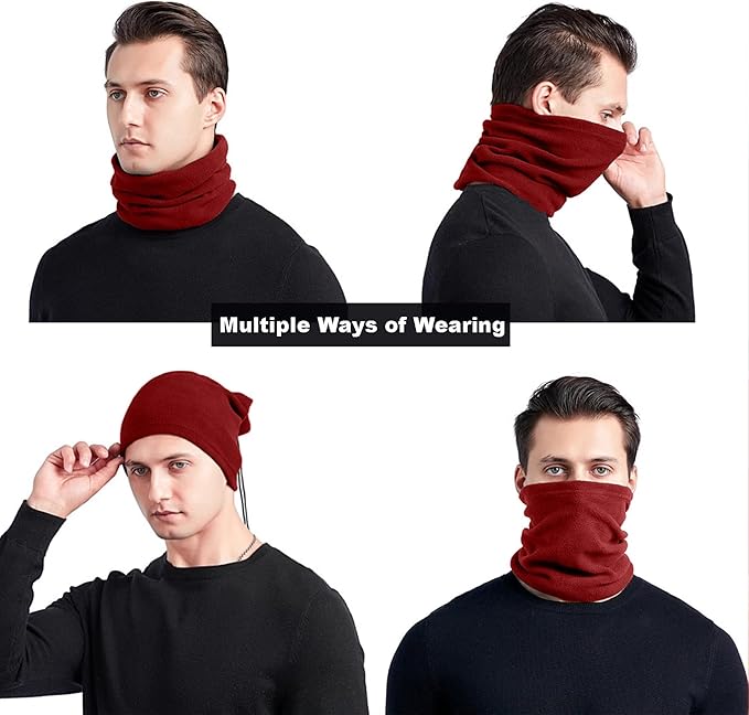 12 Pieces Fleece Neck Warmer For Men Women Winter Neck Gaiter Windproof Face Covering