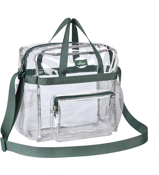 Bagenius Clear Tote Bag Stadium Approved, Game Day Satchel Bag with ‌Non-detachable Reinforced Strap for Concert, Work, Sport