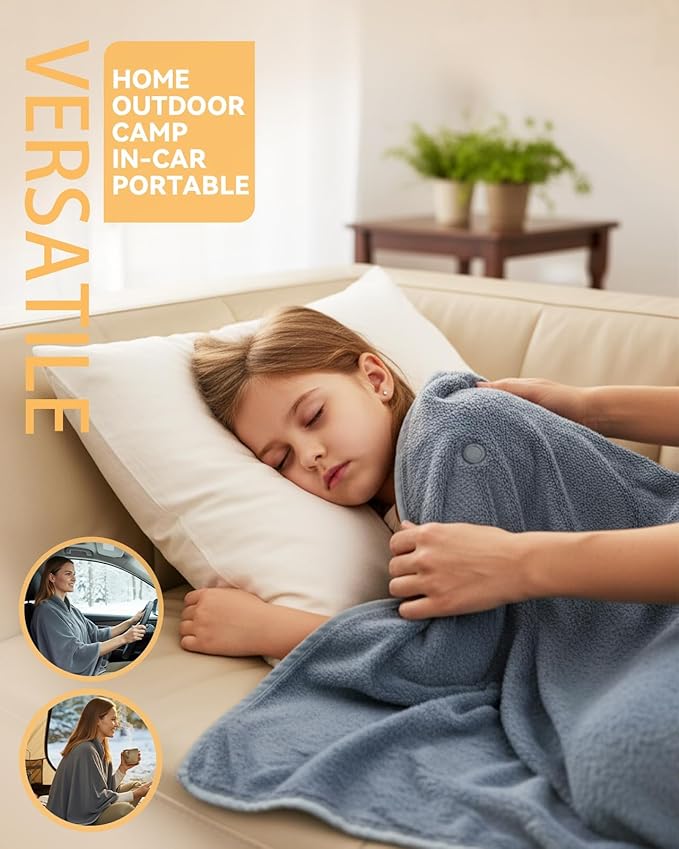 Cordless Heated Blanket with Battery Pack,Battery Powered Carbon Fiber Electric Heated Throw, Machine Washable, Long-Lasting for Home, Camping, Travel, Office