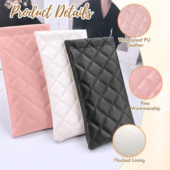 4 Pcs PU Leather Waterproof Sunglasses Case Set, Multi-Functional Glasses Case, Soft Sunglass Pouch for Women