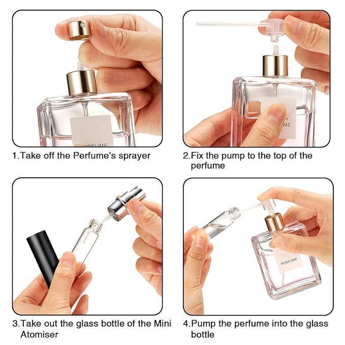 Boao 14 Pcs 10ml Perfume Travel Refillable Atomizer Black Mini Fragrance Sample Cologne Dispenser Glass Lined Portable with Refill Pump Coffee Spray Bottle for Women Men Outgoing Traveling