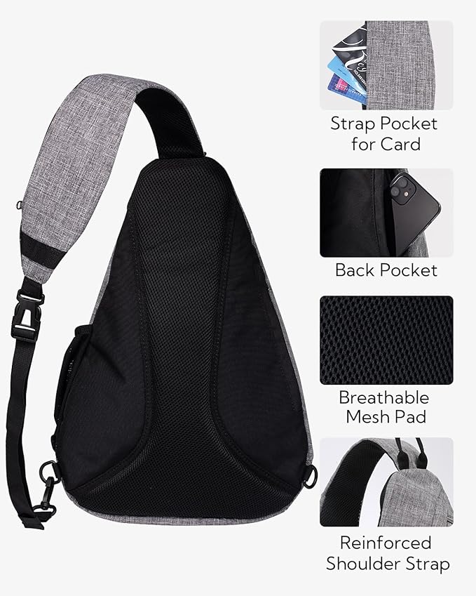WATERFLY Sling Bag Sling Backpack Small Crossbody Shoulder Bag for Men Women Traveling Cycling Hiking Daypack