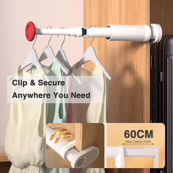 2 Pack Clothes Drying Rack for Travel Retractable Bar Laundry Hanger Portable Collapsible for Student Accommodation, Travel,Car,Suitcase (1)