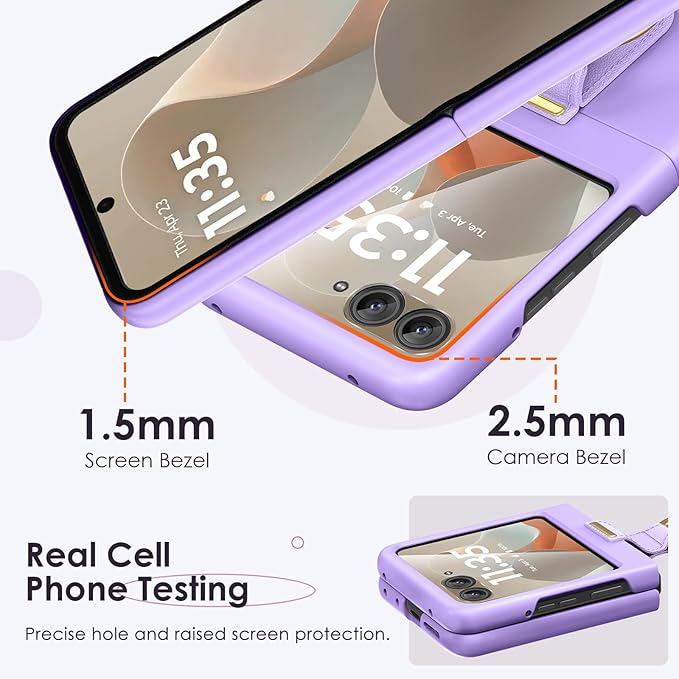 Maxdara for Motorola Razr 2026/2025 Case with Ring [Not Fit Razr Plus 2026], Moto Razr 2026 Case with Built-in Screen Protector Slim Thin Cover(Purple)
